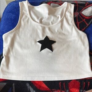 White Tank Top with Black Star